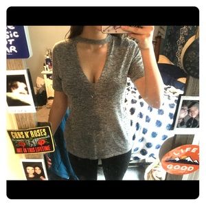 super cute short sleeve choker top